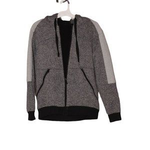 Retro Stitch Hooded Sweatshirt/Jacket - Cozy and Warm Fur Lined Medium